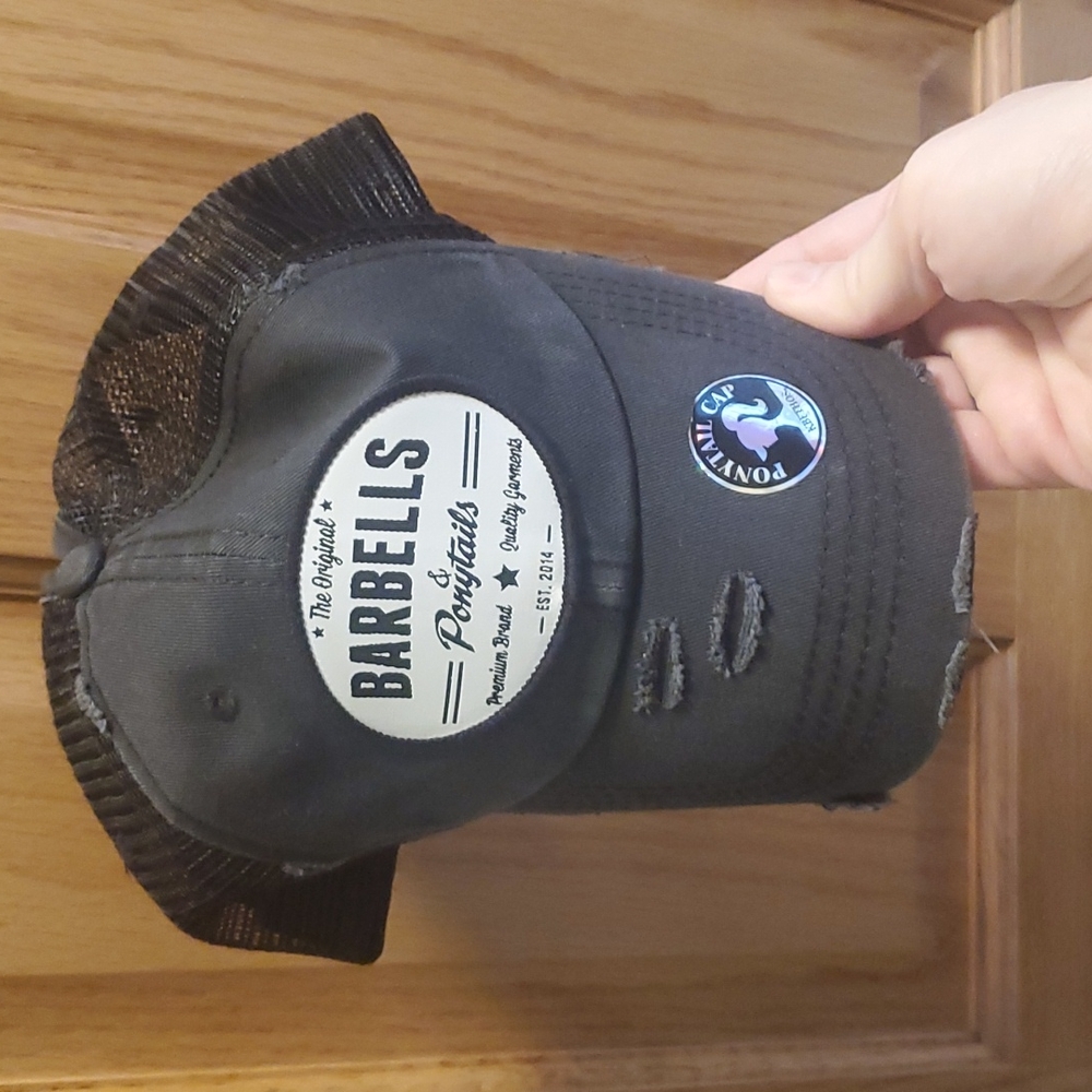 Barbells and ponytails hat